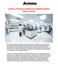 Avéma Pharma Solutions Building New R&D Center